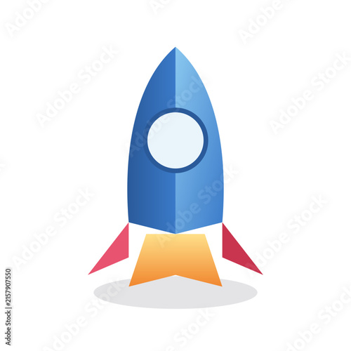 3D rocket launch startup growth gradient vector icon