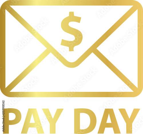 Obraz na płótnie Golden Payday Icon, Salary Payment, Payroll, Cash Bonus and Employee Compensatio