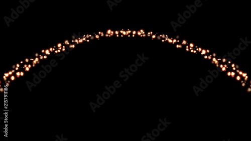 Magic light stars line effect, golden glitter light tail, sparkling shining comet trace, glitter light trail spiral with magic swirl path, glowing light sparks and particles flare on black screen, 4K