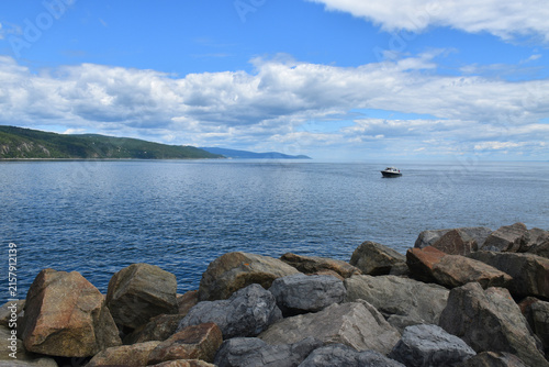 The Saint Lawrence River in summer, Saint-Irenée, Québec, Canada