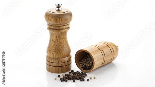 Classic Pepper Mill Grinder Isolated on White Background