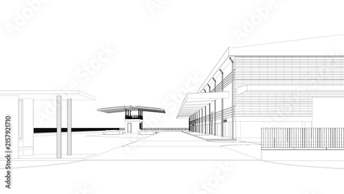3D illustration of energy building project