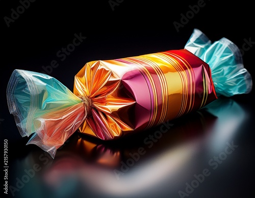 deliciously wrapped candy on black background perfect for sweet treats imagery