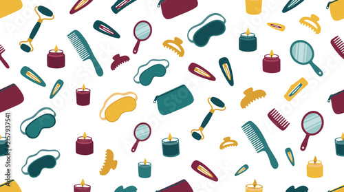 Seamless Swimming and Beach Accessories Pattern for Summer Design