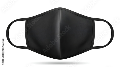 Black Fabric Face Mask Mockup Vector Illustration Isolated on White Background for Personal Protection Health and Safety Design Projects