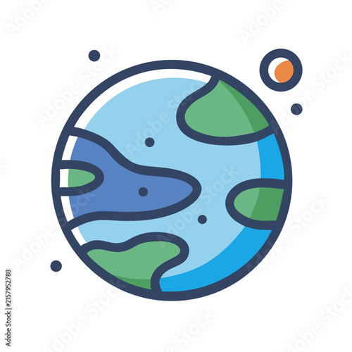 A color illustration of a planet in the universe.