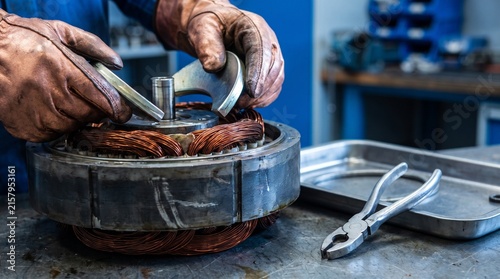 Specialist extracts a rare earth magnet from a motor rotor