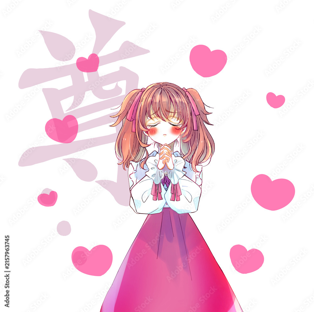 Fototapeta premium 両手を合わせて握りしめるロリータ服の女性 尊い ハート