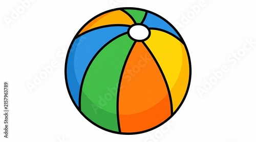 Colorful Beach Ball Vector Illustration Isolated on White Background