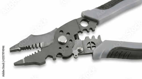 Professional multifunctional wire stripper pliers cutter and crimper tool for electrical installation and cable repair close up