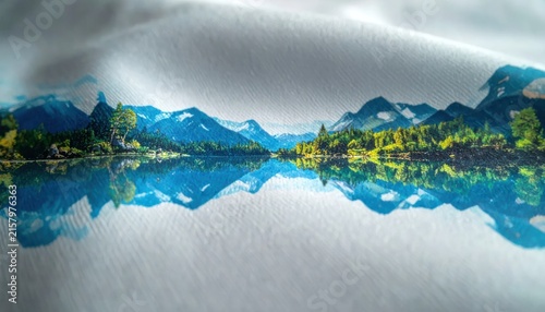 Majestic snowcapped mountains reflecting in calm alpine lake water.