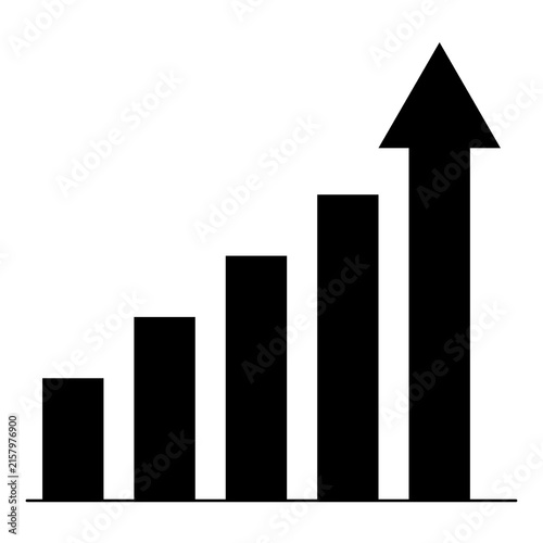 Foto Dynamic bar chart icon illustrating significant business growth, upward financia