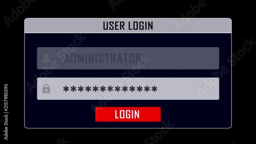 CONTACT US Glitch Text and User Login Interface on Alpha Channel
