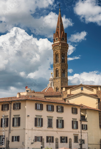 the Bell tower of Badia Fiorentina and residential buildings Florence italy
