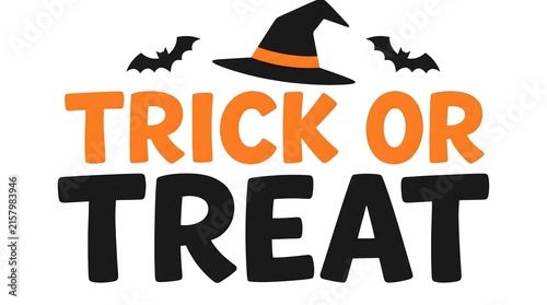 Festive halloween typography with witch hat and bats for trick or treat celebrations
