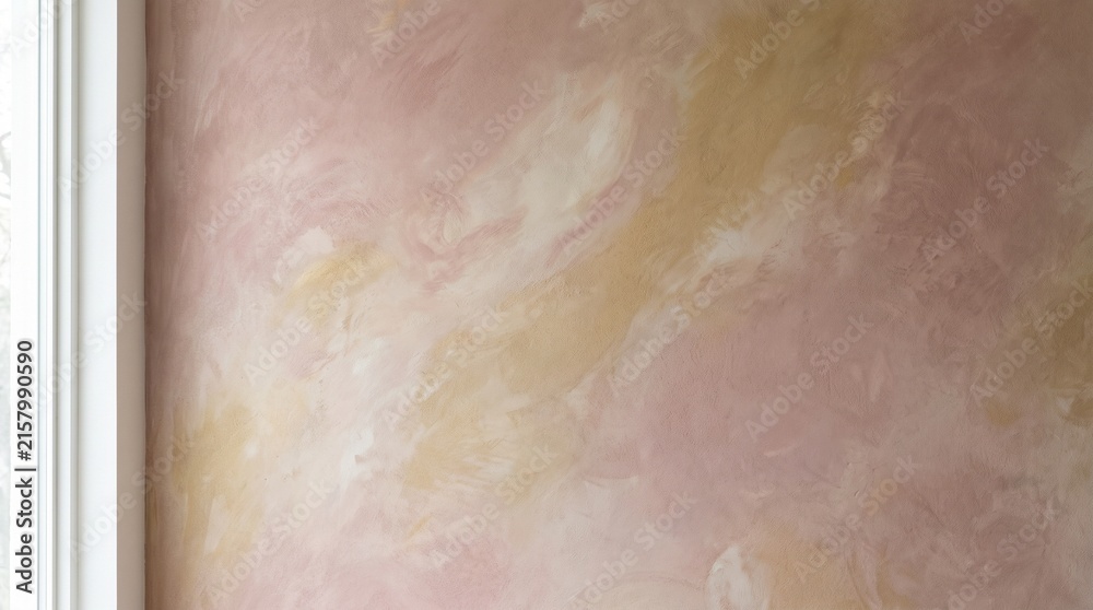Fototapeta premium Elegant Blush Pink and Beige Abstract Plaster Wall Texture with Soft Natural Light