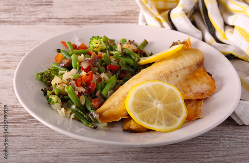 seabass fish with mix vegetables