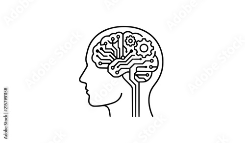 Artificial intelligence brain circuit engineering technology vector icon