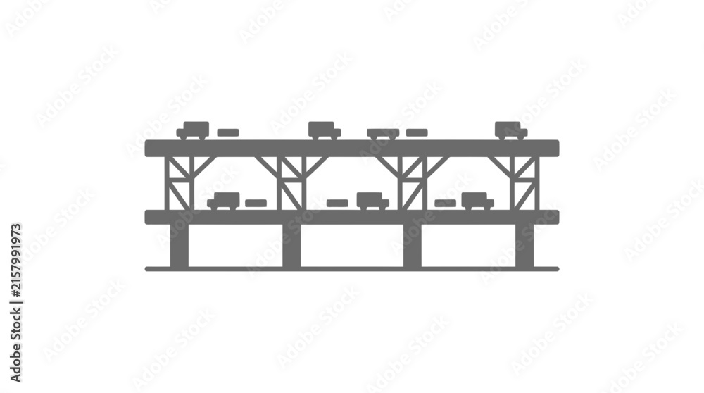 Fototapeta premium Industrial bridge structure with cargo trucks and containers