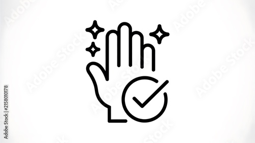 Clean hand icon with check mark and stars