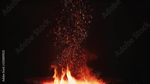 Fiery Sparks and Flames Erupting from a Dark Background, Abstract Energy