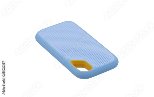 Konstfotografi Blue external USB data storage device on transparent background (PNG File)
