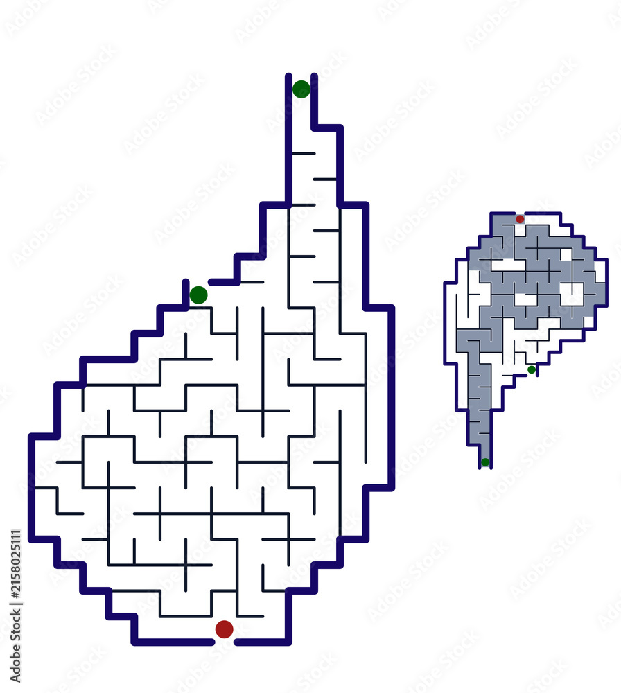 Fototapeta premium Maze challenge with answers in the shape of a water drop