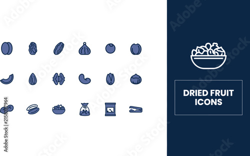 Collection of Dried Fruit Icons for Various Uses