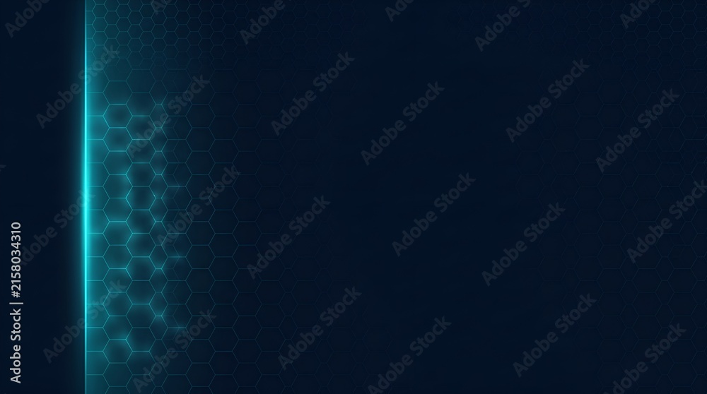 Fototapeta premium Dark Background with Vertical Left Border and and Glowing Cyan Digital Data Data Circuit current current Grid on Left Side