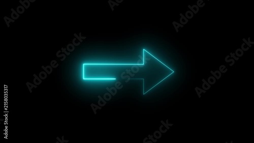 Arrow-shaped neon sign. Neon arrow symbol icon. Directional sign arrow points to the right ,Abstract directional neon arrow icon animation. road sign arrow left to right side