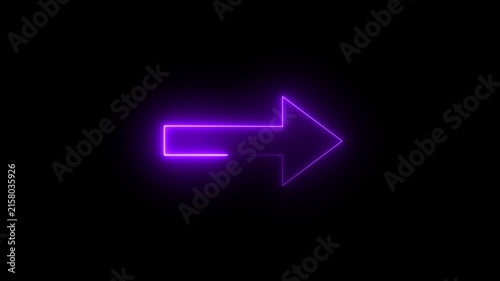 Arrow-shaped neon sign. Neon arrow symbol icon. Directional sign arrow points to the right ,Abstract directional neon arrow icon animation. road sign arrow left to right side