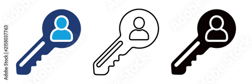 Multicolor User Key Icon Set with Filled and Outline Styles for Account Access Identity Verification User Authentication Security and Login Management Isolated on Transparent Background