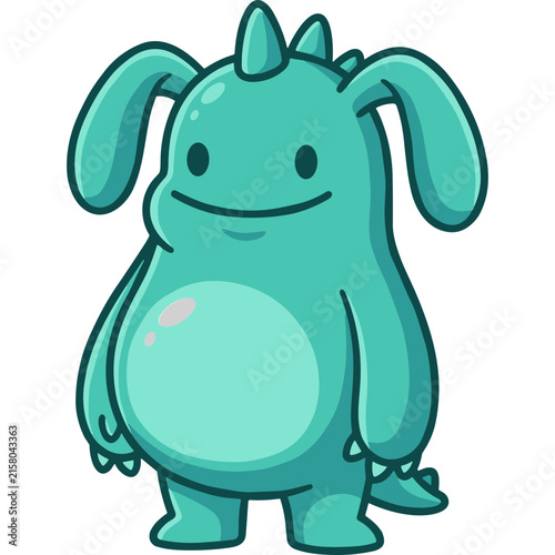 Cute cartoon monster character vector illustration standing isolated on white background