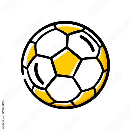 Yellow soccer ball icon for sports design and football tournament branding graphics.