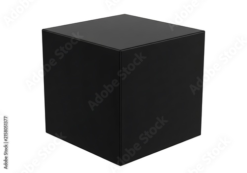 Minimalist black cube-shaped stool against a plain background