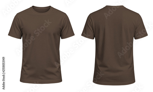 Walnut Brown Short Sleeve T-Shirt Front and Back on Transparent Background