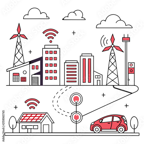 smart city concept with autonomous vehicles iot system 