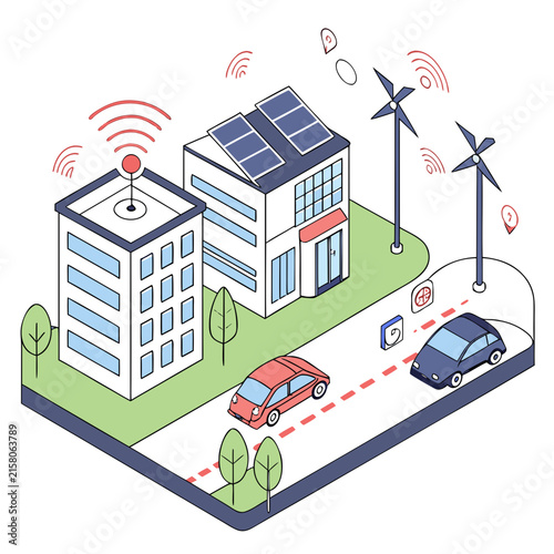 smart city concept with autonomous vehicles iot system 