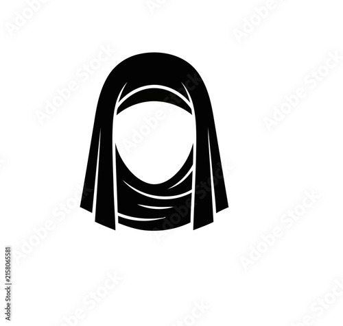 Принти на полотні Black Silhouette of a Woman Wearing a Hijab.
