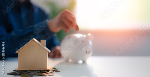 House bank saving bank for account save money. Planning step up, saving money for future plan, retirement fund. A business investment-finance accounting concept.