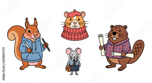 Rodent business professionals including beaver and squirrel