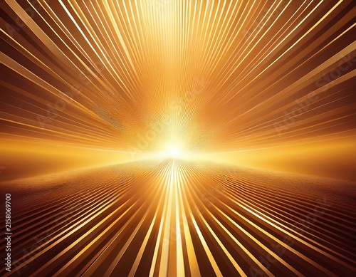 golden sunbeams pierce through a warm geometric haze soft rays radiate upward from a bright center