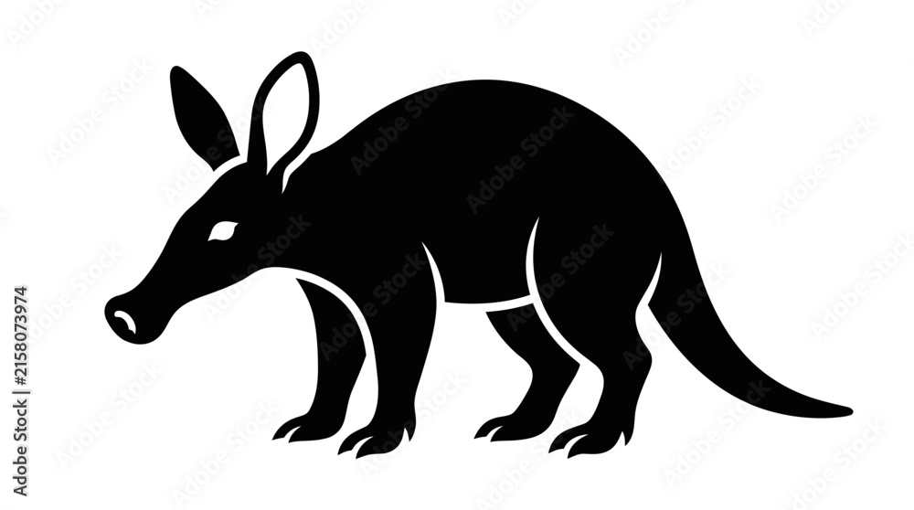 Fototapeta premium Aardvark animal silhouette vector illustration.