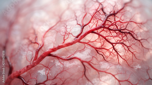 Detailed rendering of branching vascular structures inside biological organ representing microscopic blood vessels used for clinical research and anatomical study purposes.