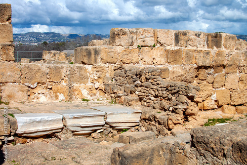 Archaeological site of Nea Paphos on Cyprus island. The Fourty Columns Fortress ruins