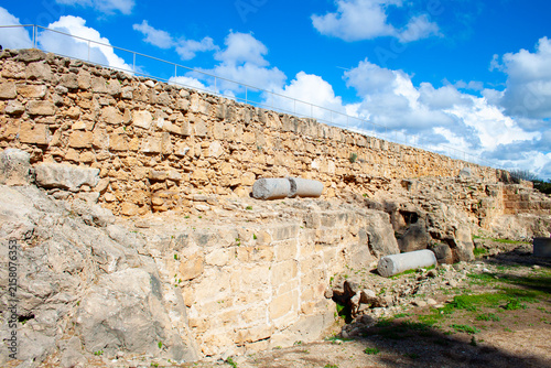 Archaeological site of Nea Paphos on Cyprus island. Part of the ancient walls of Paphos