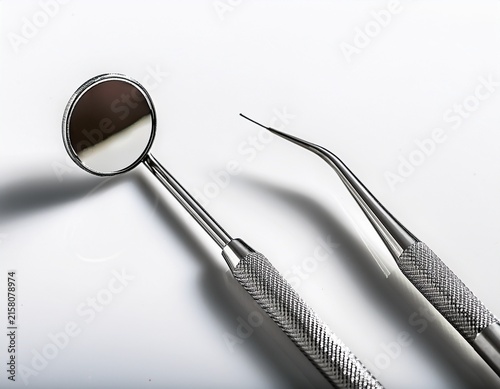 dental tool with curved tip on white background