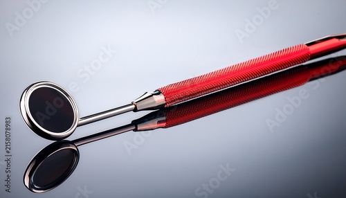 dental tool with red grip and circular handle