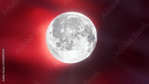 Mystical Glowing Moon on Red Textured Background with Light Rays
