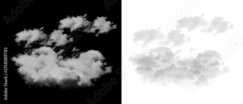 Fotografie Group of white fluffy cumulus clouds isolated on transparent background for sky montage
